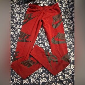 Nike Kids Black and Red Logo Leggings